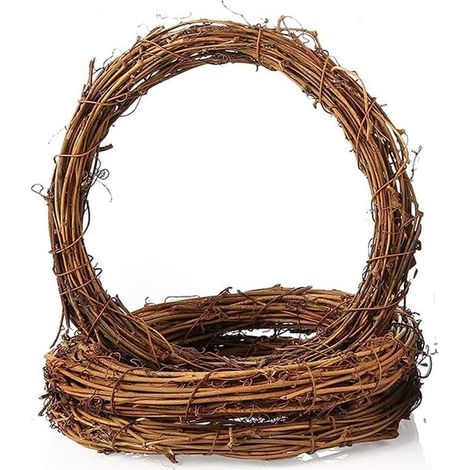 Lot de 3 couronnes en anneau de rotin naturel de 24 cm - Couronne de branche de vigne - Couronne de rotin - Guirlande de décoration pour bricolage DIY, festivals, décorations, artisanat de couronnes (1/5)