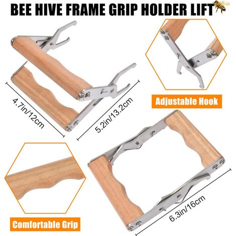 Lève-cadre de Ruche avec Poignée en Bois Pince à Cadre de Ruche en Acier Inoxydable Outil d'Apiculture