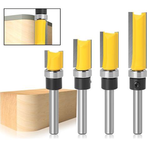 1/2"-Bündigfräser-Set, Holzfräser-Set mit Kugellager und 1/4"-Schaft-Bündigfräser (1/5)