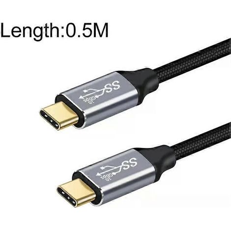 Câble USB-C mâle-mâle - 50 cm, transfert de données 10 Gbit/s (1/2)