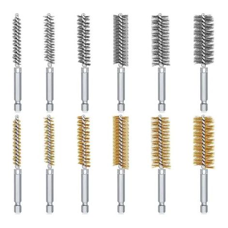Lot de 12 brosse metallique pour perceuse,avec tige hexagonale de 6,35 mm,Diamètres variés 8 à 19 mm,brosse perceuse Pour le polissage, le meulage et la dérouille