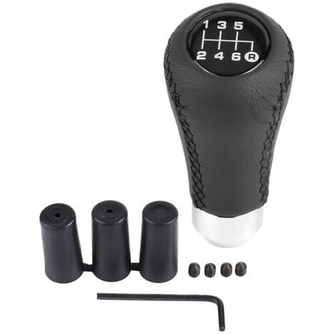 DEESSE SHOP-Qiilu Bouton de changement de vitesse de voiture 6 vitesses, levier de changement de vitesse universel en PU avec 3 tuyaux(Black) (1/5)