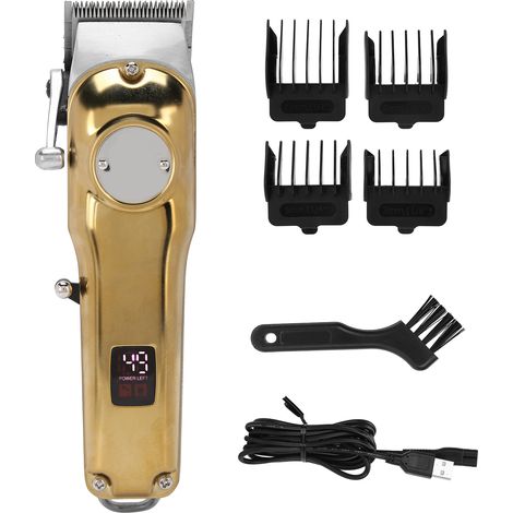 Kit de tondeuse à cheveux électrique en acier inoxydable, coupe-barbe pour homme, coupe-cheveux professionnel pour tête rasée. (1/5)