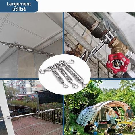 M6 Adjustable 304 Stainless Steel Turnbuckle Hook and Eye Tensioner Clothes Line Elastic with Hooks Wire Cable Iron Steel Fence and Outdoor Linen Rope (1/3)