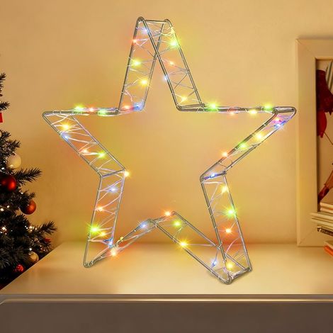 LED-Weihnachtsstern, beleuchtet mit warmweißen LEDs, für die Weihnachtsdekoration im Innen- und Außenbereich, Fensterdekoration (Stern) (1/5)