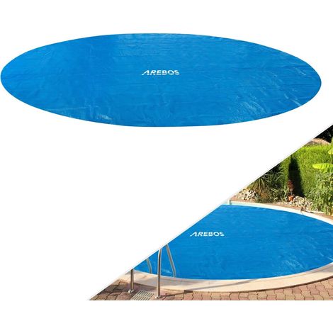 AREBOS Pool Solarfolie/Abdeckung Solarabdeckplane rund Ø 3,66 m Blau Solarplane Stärke 120 µm Solar-Rolle zuschneidbar Poolheizung für Wassererwärmung Wärmeplane Poolsolarplane (1/5)