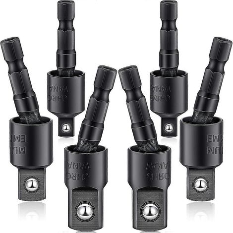Ensemble de 6 adaptateurs pour perceuse électrique, douilles et embouts de vissage à percussion, adaptateur à rotule hexagonale rotative à 360°, embouts de vissage inclus. (1/5)