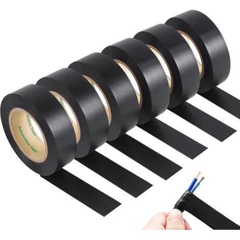 6 Rouleau Ruban Isolant Noir, 25mm x 20m Bande électrique PVC Isolant Électrique Bande, Auto-adhésif Ruban Isolation Voiture, Résistant, pour Faisceaux de Câbles, Ménage électrique Moto (1/5)