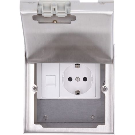 Prise encastrable sol acier inoxydable, socle mural dissimulé gain de place pour maison, 250V AC (1/5)