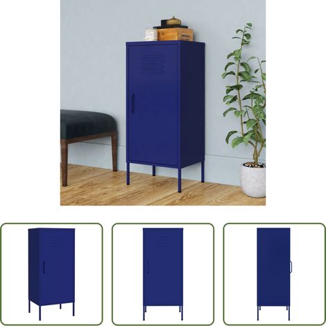vidaXL Armoire murale - Armoire de rangement Bleu marine 42,5x35x101,5 cm Acier (1/5)