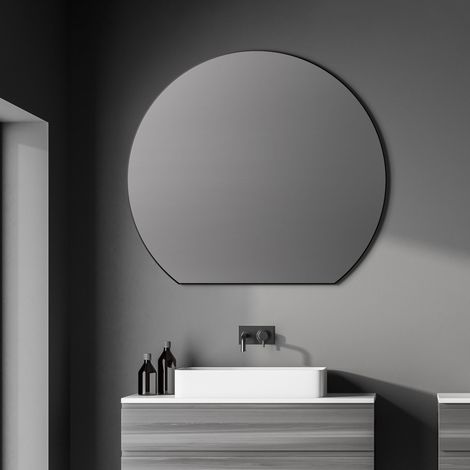 Spiegel rund TALOS Picasso schwarz Ø 100 cm - mit hochwertigem Aluminiumrahmen für stilvolles Ambiente - Perfekter Badezimmerspiegel (1/5)