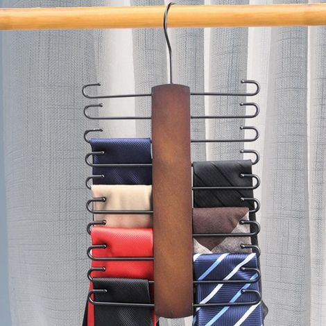 1 Pièce Porte Cravate en Bois, Rangement Ceinture Rotatif à 360 Degrés Cintre Ceinture avec 20 Crochets pour Cravates, Écharpe, Ceintures, Accessoires (1/5)