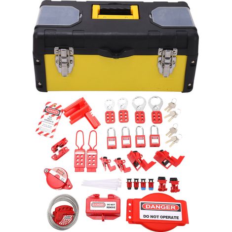 Kit de verrouillage électrique haute température, valise de cadenas de consignation pour disjoncteurs, résistant à la chaleur, lot avec boîte à outils (1/5)