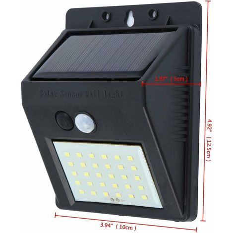 Lampe Solaire Extérieur, 30 LED Lumière Solaire IP65 Etanche éclairage Solaire avec Détecteur de Mouvement Lampe de Sécurité sans Fil lampe mural pour Jardin Piscine-1 Pack (1/4)