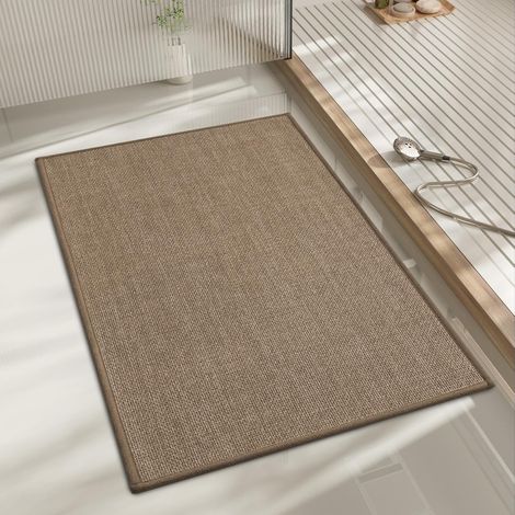 Tapis De Salle De Bain - Antidérapant - Ultra Plat - Séchage Rapide - Absorbant - 40 X 60 Cm - Beige Foncé (1/5)