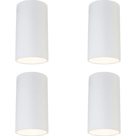 QAZQA Set di 4 faretti moderni da superficie bianchi 5,5 cm GU10