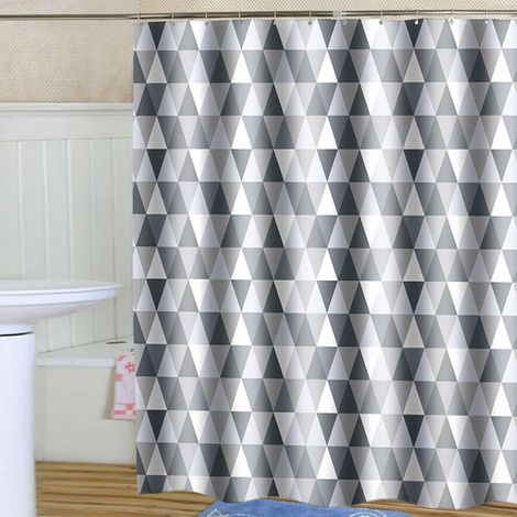 Rideau de douche en polyester, 150 x 200 cm, résistant à l'eau et à la moisissure, lavable, avec boucles et ourlet lesté (1/5)