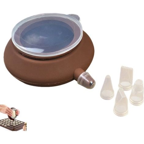 Silikon-Macaron-Backmatten-Set mit 5 großen Spritztüllen (Braun, 13 x 52 mm) (1/5)