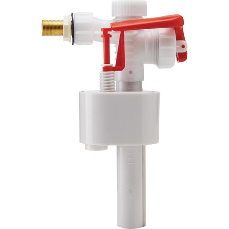 Robinet flotteur F89 à alimentation latérale, embout laiton 3/8", silencieux et réglable, Wirquin 10724127, blanc (1/4)