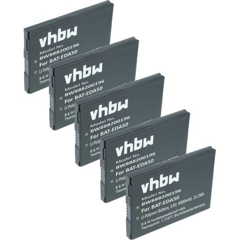 vhbw 5x Akku Ersatz für Honeywell 50134176-001, BAT-EDA50, 50129589-001 für Barcodescanner POS (4000 mAh, 3,8 V, Li-Polymer)