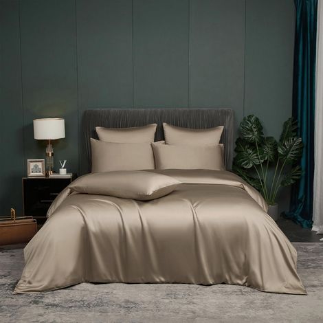 Housse de couette en bambou 200x220cm Marron Taupe Kaki Respirant Frais Housse d'été avec fermeture éclair