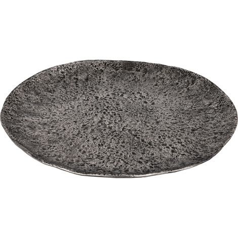 EGLO LIVING Dekoschale Forleyet, elegante Schale zum Dekorieren, runder Dekoteller handmade aus Aluminium in Nickel-Antik, flache Metallschale Ø 34 cm