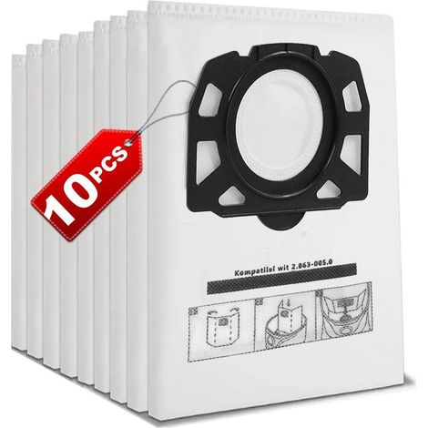 Lote de 10 Bolsas para Kärcher wd4 wd5 wd6 p wd5p wd6p Premium 2.863-006.0 KFI 487 MV4 MV5 MV6 Sac à Poussière Aspiradores Karcher (1/5)