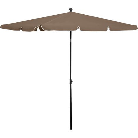 315546 vidaXL Garden Parasol with Pole 210x140 cm Taupe (1/5)