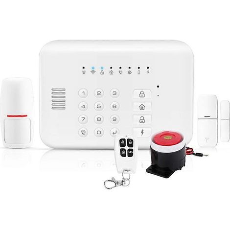 Système d'alarme Tuya à distance via application Wi-Fi + GSM pour la sécurité de votre domicile : détecteur d'intrusion, capteur de mouvement PIR et contacteur de porte. Contrôle à distance via applic (1/5)