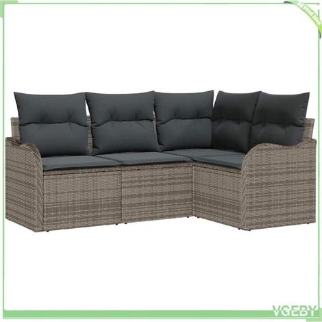 Ensemble de canapé de jardin - FAFEICY - Modulaire - Gris - Polyrotin - Rangement intégré (1/5)