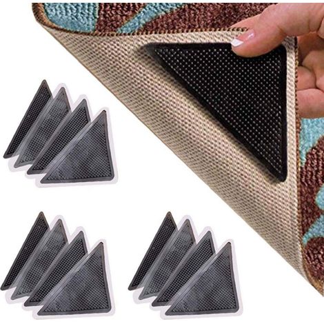 Lot de 12 triangles tapis antidérapants réutilisables - Autocollants pour tapis de canapé - Autocollants antidérapants - Forte adhérence (1/5)