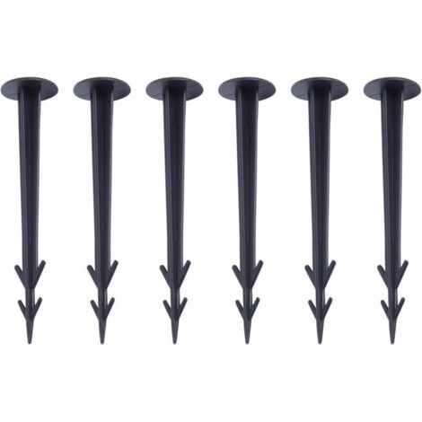 100 Piquets de Jardin,Piquets de Jardin en Plastique Robustes pour la Fixation des Tissus Anti Mauvaises Herbes Plastique Noir Piquet de Terre pour Toile de Paillage (1/5)