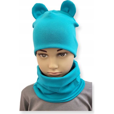 Set CAPPELLO + SCIARPA set per bambini con ORECCHIE taglia 52-56 NAVY (1/3)