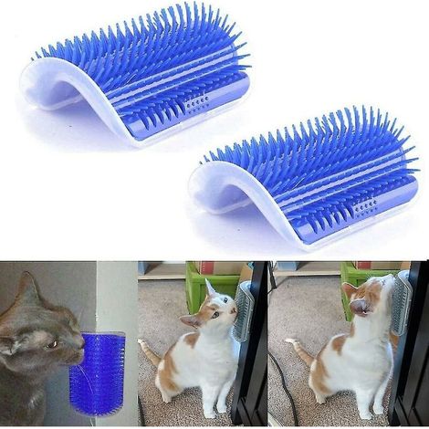Lot de 2 brosses de massage pour animaux de compagnie, outil parfait pour les chats à fourrure longue et courte, toiletteur pour chat avec herbe à chat (1/5)