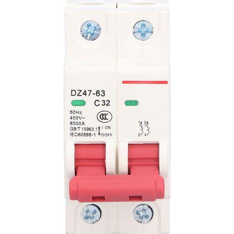Disjoncteur miniature 2P avec fenêtre de visualisation ergonomique, protection contre les surcharges, 32 A (1/5)