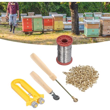 Juego de equipo de apicultura con cajón de alambre, tensor de alambre, bridas de alambre de cobre y hierro, modelo: TL-250, materiales: cobre, hierro, plástico, madera, contenido: 2 cajones, tensores, (1/5)