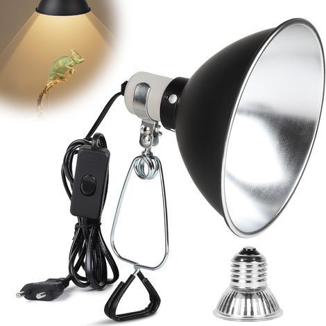 1 Lampe Chauffante Terrarium, Dôme Aluminium, Culot E27, Ampoule 25W, Pour Reptiles (1/5)