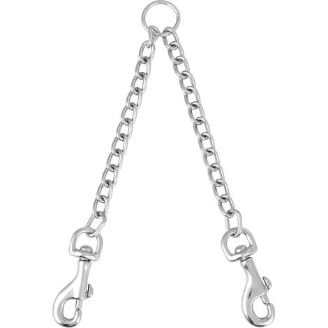 Laisse Chien Double Tête - Chaîne Traction Métallique 4,0 mm x 70 cm - Pour Chiens Moyens à Grands - 1 Pièce