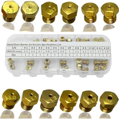 Kit de conversion de buse de brûleur à jet en laiton pour propane/GPL (36 pièces) - Embout gaz M6x0,75 mm pour cuisinières
