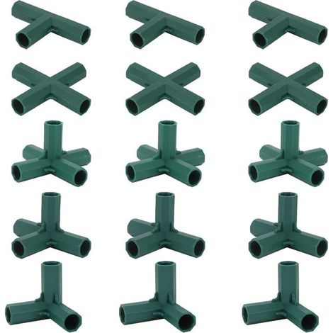 Set mit 15 Gewächshausrahmenverbindern, Eckverbindern für Gartenrahmen, 16-mm-Spiralstange, 5 Arten von stabilen und robusten Stützen für Gewächshäuser (1/5)