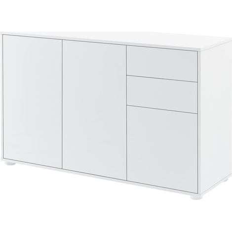 Credenza cassettiera pratico mobile contenitore con 2 cassetti 3 ante 117 cm bianco lucido 030005046