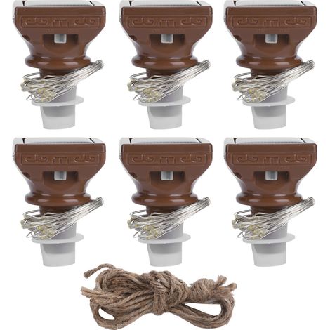 Lot de 6 guirlandes lumineuses solaires à 20 LED étanches, en liège, pour décorer les bouteilles de vin lors de mariages et de fêtes.-AquaForge