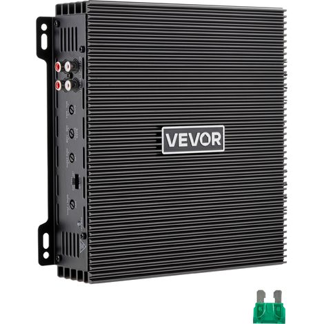VEVOR Amplificatore Audio per Auto 2 Canali Potenza a Ponte Classe AB da 12V, Amplificatore per Auto Riduzione della Distorsione max. 2x300 W a 4 Ohm max. 2x600 W a 2 Ohm, Berline SUV Pick-Up