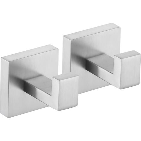 2 Pièces Crochet Mural Porte-serviettes Salle de Bain Murale Crochets Acier Inoxydable SUS304 Patère Support Pour Cuisine Accroche Brossé(argent) GROOFOO (1/5)