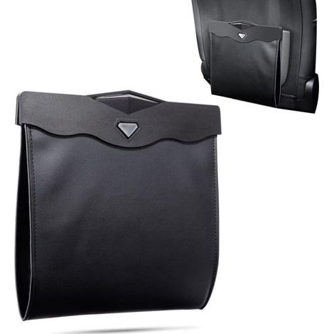 Auto-Müllsack, tragbarer wasserdichter PU-Auto-Mülleimer, Autositz-Rückenlehnen-Müllsack, Auto-Aufbewahrungstasche, hängender Müllsack, Auto-Aufbewahrungstasche (schwarz) (1/4)