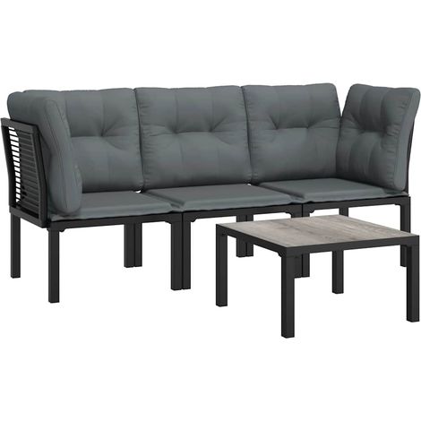 Maison Exclusive - 4-tlg. Garten-Lounge-Set Schwarz und Grau Poly