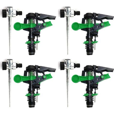 Pack 4 Aspersor de Riego Agricola 1/2'' con Soporte  Aspersores de riego cesped de 6 a 12 m  Aspersor sectorial de Jardin (1/5)