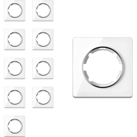 Plaque de finition Garda, en verre, 1 poste, encastré (lot de 10) - blanc