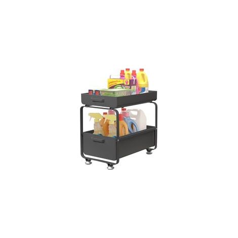 Étagère de rangement coulissante sous évier – Étagère de rangement double couche en acier au carbone – Capacité de charge de 20 kg – Convient aux cuisines et salles de bains (1/5)