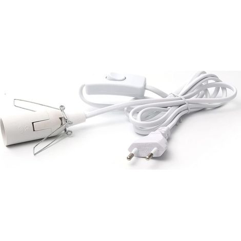 Câbles pour Lampe de Sel avec Interrupteur - E14 Douille Prise FR (Européenne) - 1,8 m Isolation Câble Blanc (1/5)